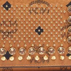 Pre Owned MCM Cognac Visetos Leather Milla Long Trifold Continental Wallet