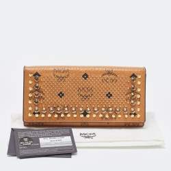 Pre Owned MCM Cognac Visetos Leather Milla Long Trifold Continental Wallet