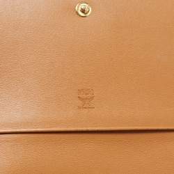 Pre Owned MCM Cognac Visetos Leather Milla Long Trifold Continental Wallet