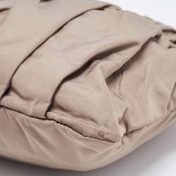 MCM Beige Pleated Nylon Wristlet Zip Pouch