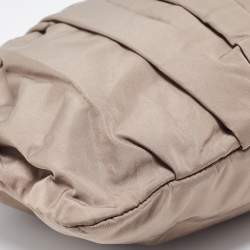 MCM Beige Pleated Nylon Wristlet Zip Pouch