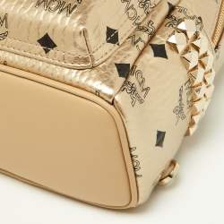 MCM Beige Visetos Coated Canvas and Leather Mini Studded Stark-Bebe Boo Backpack