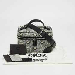 Pre Owned MCM Grey Vintage Monogram Jacquard Rockstar Vanity Bag