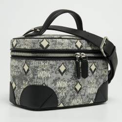 Pre Owned MCM Grey Vintage Monogram Jacquard Rockstar Vanity Bag