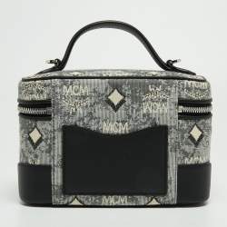 Pre Owned MCM Grey Vintage Monogram Jacquard Rockstar Vanity Bag