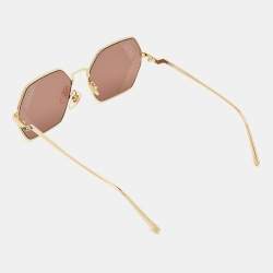 Pre Owned MCM Brown/Gold Tone MCM126S Geometric Sunglasses