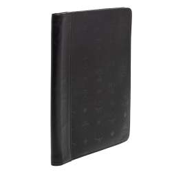 Pre Owned MCM Black Visetos Nylon and Leather Agenda Cover