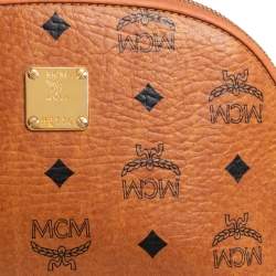 MCM Cognac Visetos Coated Canvas Cosmetic Pouch