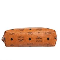 MCM Cognac Visetos Coated Canvas Cosmetic Pouch