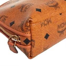 MCM Cognac Visetos Coated Canvas Cosmetic Pouch