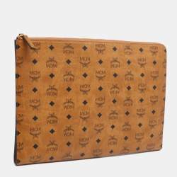 MCM Cognac Visetos Coated Canvas Laptop Sleeve Case