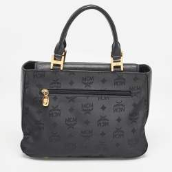 MCM Black Visetos Nylon and Leather Tote