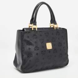 MCM Black Visetos Nylon and Leather Tote