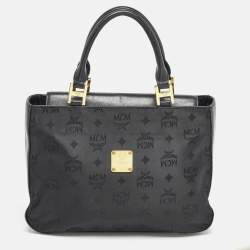 MCM Black Visetos Nylon and Leather Tote