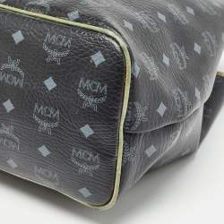 MCM Black/Gold Visetos Coated Canvas, Snakeskin Embossed and Leather Princess Lion Shopper Tote