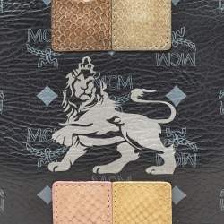 MCM Black/Gold Visetos Coated Canvas, Snakeskin Embossed and Leather Princess Lion Shopper Tote