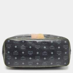 MCM Black/Gold Visetos Coated Canvas, Snakeskin Embossed and Leather Princess Lion Shopper Tote