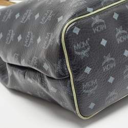 MCM Black/Gold Visetos Coated Canvas, Snakeskin Embossed and Leather Princess Lion Shopper Tote