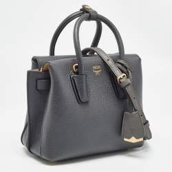 MCM Grey Leather Mini Milla Tote