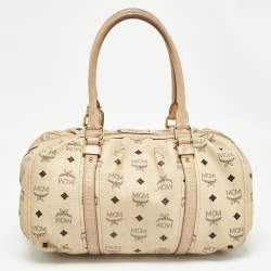 MCM Beige Visetos Coated Canvas Bowler Bag