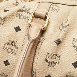 MCM Beige Visetos Coated Canvas Bowler Bag