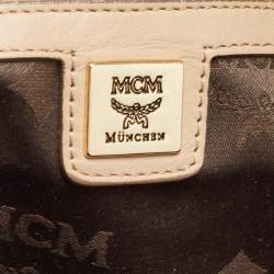 MCM Beige Visetos Coated Canvas Bowler Bag