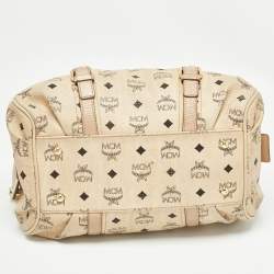 MCM Beige Visetos Coated Canvas Bowler Bag