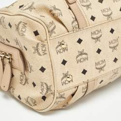 MCM Beige Visetos Coated Canvas Bowler Bag