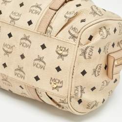 MCM Beige Visetos Coated Canvas Bowler Bag