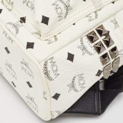 MCM White/Black Visetos Coated Canvas Studded Stark-Bebe Boo Backpack