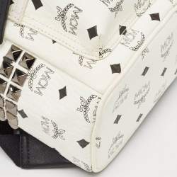 MCM White/Black Visetos Coated Canvas Studded Stark-Bebe Boo Backpack