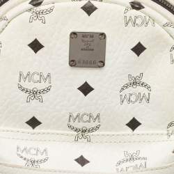 MCM White/Black Visetos Coated Canvas Studded Stark-Bebe Boo Backpack