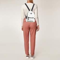 MCM White/Black Visetos Coated Canvas Studded Stark-Bebe Boo Backpack