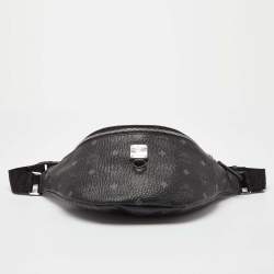 MCM Black Visetos Coated Canvas Fursten Belt Bag