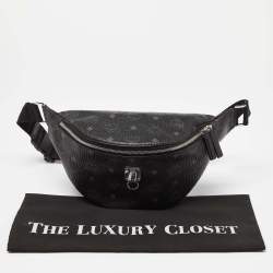 MCM Black Visetos Coated Canvas Fursten Belt Bag