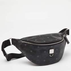 MCM Black Visetos Coated Canvas Fursten Belt Bag