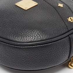 Pre Owned MCM Black Leather Round Crossbody Bag