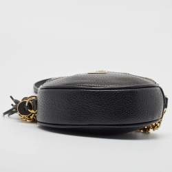 Pre Owned MCM Black Leather Round Crossbody Bag