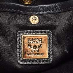 Pre Owned MCM Black Leather Round Crossbody Bag