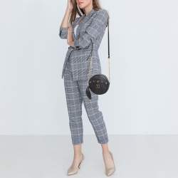 Pre Owned MCM Black Leather Round Crossbody Bag