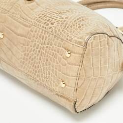 MCM Light Green Croc Embossed Leather Dome Satchel