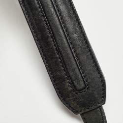 MCM Black Leather Logo Charm Shoulder Bag
