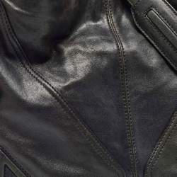 MCM Black Leather Logo Charm Shoulder Bag