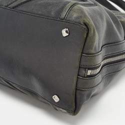MCM Black Leather Logo Charm Shoulder Bag