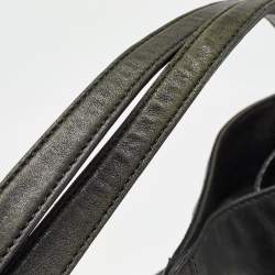 MCM Black Leather Logo Charm Shoulder Bag