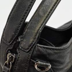 MCM Black Leather Logo Charm Shoulder Bag