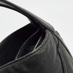 MCM Black Leather Logo Charm Shoulder Bag