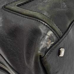 MCM Black Leather Logo Charm Shoulder Bag