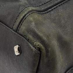 MCM Black Leather Logo Charm Shoulder Bag