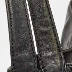 MCM Black Leather Logo Charm Shoulder Bag